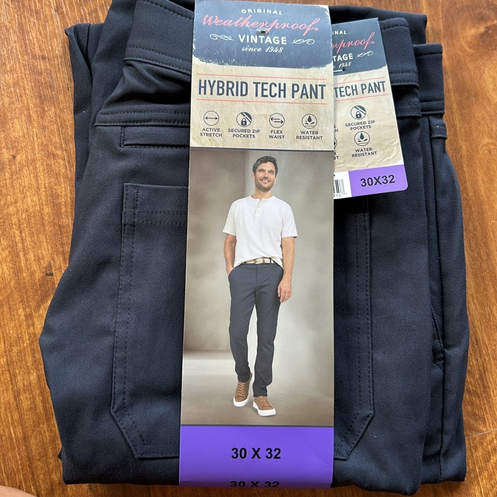 Weatherproof water resistant pant 30 x 32 flex waist, zip pockets, stretch NEW